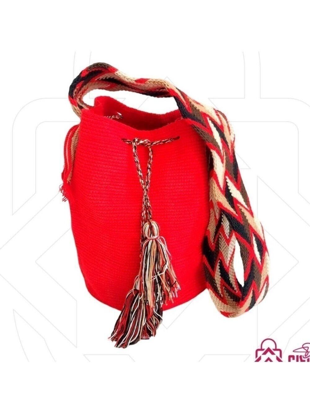Wayuu Tribe Woven Handmade Bucket back w/ patterned thick strap ARTSY, FESTIVAL